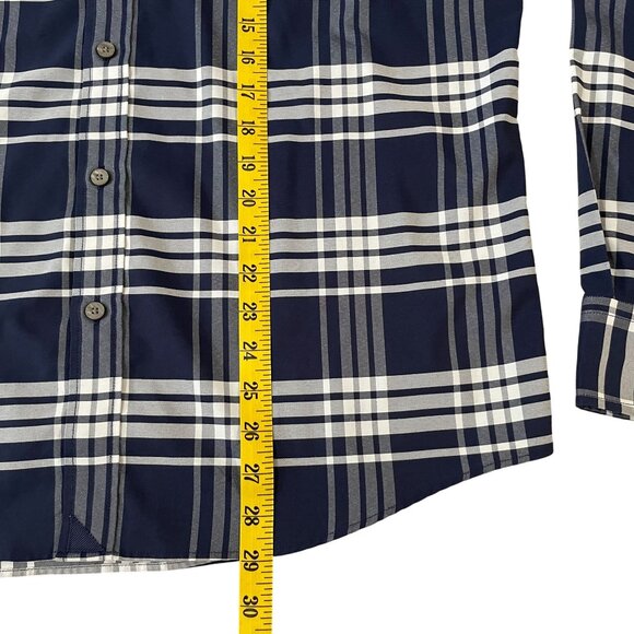 Untuckit Delucca Shirt Men's Size Large Blue Plaid Regular Fit Polyester - Picture 4 of 5